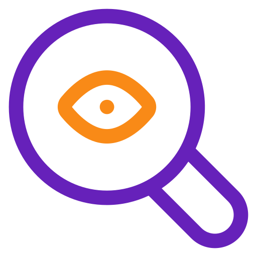 Magnifying glass with eye in the middle icon